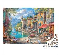 Pueblo Junto al Lago Puzzle de 1000 Piezas Puzzle para Adultos Escenario Pintoresco Juego de Puzzle Decoración Regalo 70x50cm/1000pcs