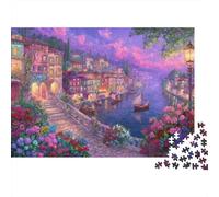 Pueblo Junto al Lago Puzzle para Adultos Puzzle de 1000 Piezas Atardecer en Papel Relajante Familiar 52x38cm/1000pcs