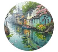 Pueblo Junto al río Paisaje Puzzle de 1000 Piezas Papel Puzzle para Adultos Primavera Relajación 1000pcs (67.5x67.5cm)
