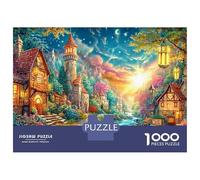 Pueblo mágico bajo la Luna y Las Estrellas Puzzle De 1000 Piezas Ciudad Europea Juguete Educativo para Niños A Partir De 12 Años Y Adultos 38x26cm/1000pcs
