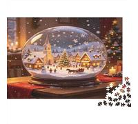 Pueblo Navideño Bola de Nieve Puzzle de 1000 Piezas Puzzle para Adultos Escena Invernal Relajante Concentración Regalo Familiar Decoración Hogar 70x50cm/1000pcs