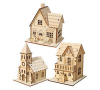 Pueblo Navideño LED: 3 Casas De Madera, Juego De Mini Cabaña Con Luces, Casa Navideña LED, De Mesa Navideño Brillante | Encantadora Decoración De Invierno Para Estanterías De Cocina, Dormitorio