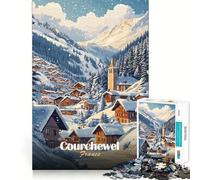 Pueblo nevado en Courchevel, Francia Rompecabezas de 1000 Piezas para Adultos Regalo Ideal para quienes Buscan un desafío Mental Juguete fácil de Usar Corte preciso (38x52cm)