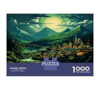 Pueblo Puzzles 1000 Piezas Sin Polvo De Papel Valle luz Luna Puzle Clásico Gimnasia Cerebral para Puzzle para Enmarcar como Conexión Familiar 70x50cm/1000pcs