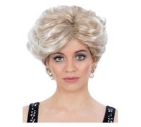 Pueblos Princesa Peluca Mujer Diana Corto Rubio para Disfraz Adulto