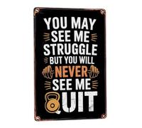 Puede Que Me Veas Luchar, Pero Nunca Me Verás Rendirme. Letreros Metalicos Letrero De Metal Pared Carteles para Cocina Aula Cafetería 30X40cm