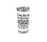 Puede que no sea perfecto, pero Jesús piensa morir por Dios cristiano Vaso térmico de acero inoxidable de doble pared