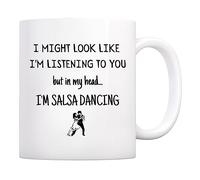 Puede Que Parezca Que Te Escucho, Pero En Mi Cabeza Estoy Bailando Salsa. Taza De Café Con Asa Mug Chic Tazas De Desayuno Para Cappuccino Bebidas Frías Y Calientes Hogar 330Ml