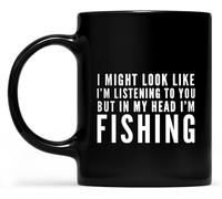 Puede que parezca que te estoy escuchando en mi cabeza. Estoy pescando. Tazas de café. Taza de café novedosa. Taza de té de cerámica con impresión de doble cara para mamá, papá, amigo, esposa, esposo,