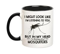 Puede Que Parezca Que Te Estoy Escuchando, Pero En Mi Cabeza Estoy Pensando En Mosquitos. Taza Divertido Taza De Café Elegante Tazas De Desayuno Para Leche Espresso 330Ml