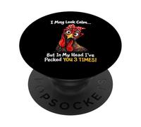 Puede Que parezca Tranquila, Pero en mi Cabeza te he picoteado 3 Veces de Forma Divertida PopSockets PopGrip Adhesivo