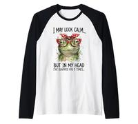 Puede Que parezca Tranquilo, Pero te he Dado una bofetada, Graciosa Rana sarcástica. Camiseta Manga Raglan