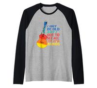 Puede Que Sea Viejo, Pero Tengo Que Ver la música Retro de Todas Las Bandas geniales Camiseta Manga Raglan
