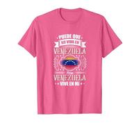 Puede Que Yo No Viva En Venezuela, Pero Venezuela Vive En Mí Camiseta, Hombre, Rosa Jaspeado, S