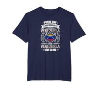 Puede Que Yo No Viva En Venezuela, Pero Venezuela Vive En Mí Camiseta, Hombre Tallas Grandes, Azul Marino, 2X Alto