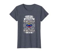 Puede Que Yo No Viva En Venezuela, Pero Venezuela Vive En Mí Camiseta, Mujer, Azul Jaspeado, M