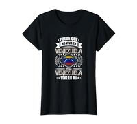 Puede Que Yo No Viva En Venezuela, Pero Venezuela Vive En Mí Camiseta, Mujer, Negro, M