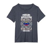 Puede Que Yo No Viva En Venezuela, Pero Venezuela Vive En Mí Camiseta, Mujer Tallas Grandes, Azul Jaspeado, 3XL Grande