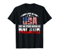Puede Vivir en los EE.UU. Mi Historia comenzó en Polonia Polaco Divertido Camiseta