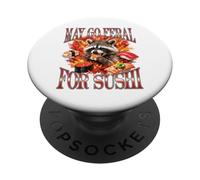 Puede volverse Loco por Sushi, Divertido Pirata de Mapache PopSockets PopGrip Adhesivo