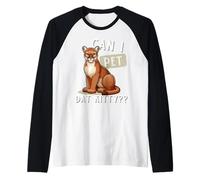¿Puedo acariciar a Dat Kitty Hikers, divertido meme de león, amante de los animales? Camiseta Manga Raglan