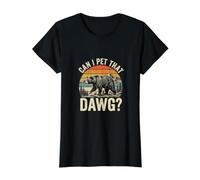 ¿Puedo acariciar a Ese tío? Divertido Meme de Perro Oso Vintage Camiseta gráfica económica, Mujer, Negro, S