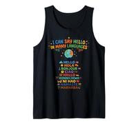 Puedo Decir Hola Muchos Idiomas Viajero del Mundo Camiseta sin Mangas