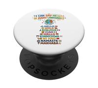 Puedo Decir Hola Muchos Idiomas Viajero del Mundo PopSockets PopGrip Adhesivo