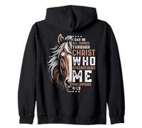Puedo Hacer Todas Las Cosas a través de Christ Horse Inspirational Sudadera con Capucha