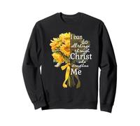 Puedo Hacer Todas Las Cosas a través de Christ Sunflower Bouquet Art Sudadera