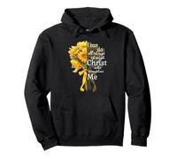 Puedo Hacer Todas Las Cosas a través de Christ Sunflower Bouquet Art Sudadera con Capucha