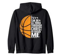 Puedo Hacer Todas Las Cosas a través de Cristo Christian Basketball Sudadera con Capucha