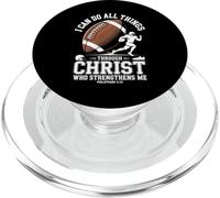 Puedo hacer todas las cosas a través de Cristo Christian Football Faith PopSockets PopGrip para MagSafe
