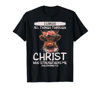 Puedo Hacer Todas Las Cosas a través de Cristo Christian Highland Cow Camiseta