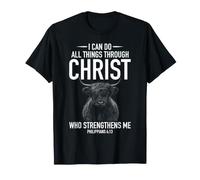 Puedo Hacer Todas Las Cosas a través de Cristo Christian Highland Cow Camiseta