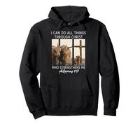 Puedo Hacer Todas Las Cosas a través de Cristo Christian Highland Cow Sudadera con Capucha