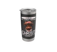 Puedo hacer todas las cosas a través de Cristo Christian Highland Cow Vaso térmico de acero inoxidable de doble pared