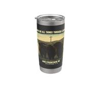 Puedo hacer todas las cosas a través de Cristo Christian Highland Cow Vaso térmico de acero inoxidable de doble pared