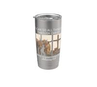 Puedo hacer todas las cosas a través de Cristo Christian Highland Cow Vaso térmico de acero inoxidable de doble pared