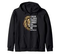 Puedo Hacer Todas Las Cosas a través de Cristo Christian Lion Sudadera con Capucha