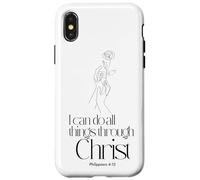 Puedo hacer todas las cosas a través de Cristo Floral Verse Carcasa para iPhone X/XS