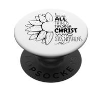 Puedo Hacer Todas Las Cosas a través de Cristo Girasol PopSockets PopGrip Adhesivo