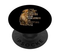 Puedo Hacer Todas Las Cosas a través de Cristo León de Judá Christian PopSockets PopGrip Adhesivo