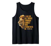 Puedo Hacer Todas Las Cosas a través de Cristo León Filipenses 4:13 Camiseta sin Mangas