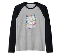 Puedo hacer todas las cosas a través de Cristo Mariposa Fe Camiseta Manga Raglan