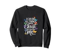 Puedo hacer todas las cosas a través de Cristo Mariposa Fe Sudadera
