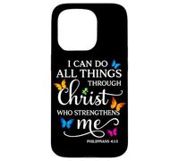 Puedo Hacer Todas Las Cosas a través de Cristo Que me fortalece Cristo Carcasa para iPhone 15 Pro