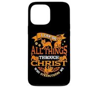 Puedo hacer todas las cosas a través de Cristo que me fortalece gatos Carcasa para iPhone 13 Pro Max