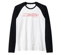 Puedo Hacer Todas Las Cosas a través de Cristo Tipografía Texto Cristiano Camiseta Manga Raglan