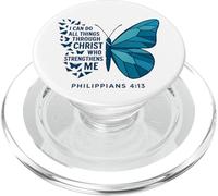 Puedo Hacer Todas Las Cosas a través del Arte religioso de Las Mariposas de Cristo PopSockets PopGrip para MagSafe